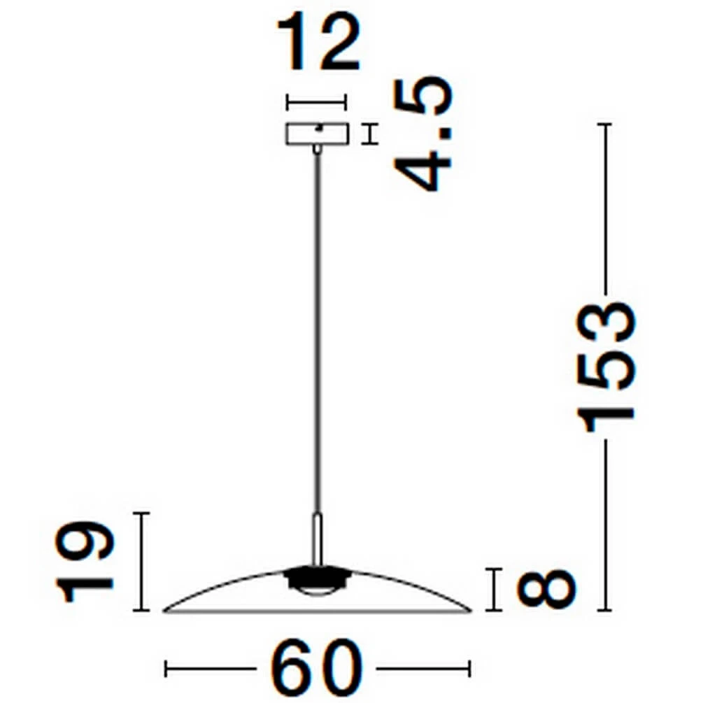 Lampa wisząca Peca, 1xLED 17W, czarna z brązowymi detalami. Kształt okrągły, średnica 60 cm, wysokość 153 cm. Kąt ujęcia frontalny, widoczny sposób mocowania. Prosty design, idealna do nowoczesnych wnętrz.