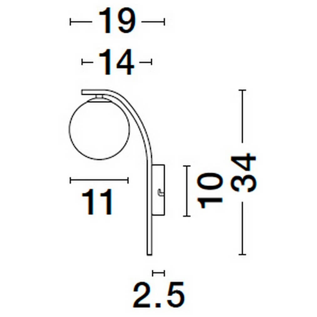 Kinkiet Chao 1xG9 w kolorze czarnym i złotym, z okrągłym kloszem. Wymiary: 34 cm wysokości, 19 cm szerokości, 2,5 cm głębokości. Ułożony w pozycji wiszącej, z zaokrągloną, metalową ramą. Idealny do nowoczesnych wnętrz.