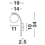 Kinkiet Chao 1xG9 w kolorze czarnym i złotym, z okrągłym kloszem. Wymiary: 34 cm wysokości, 19 cm szerokości, 2,5 cm głębokości. Ułożony w pozycji wiszącej, z zaokrągloną, metalową ramą. Idealny do nowoczesnych wnętrz.
