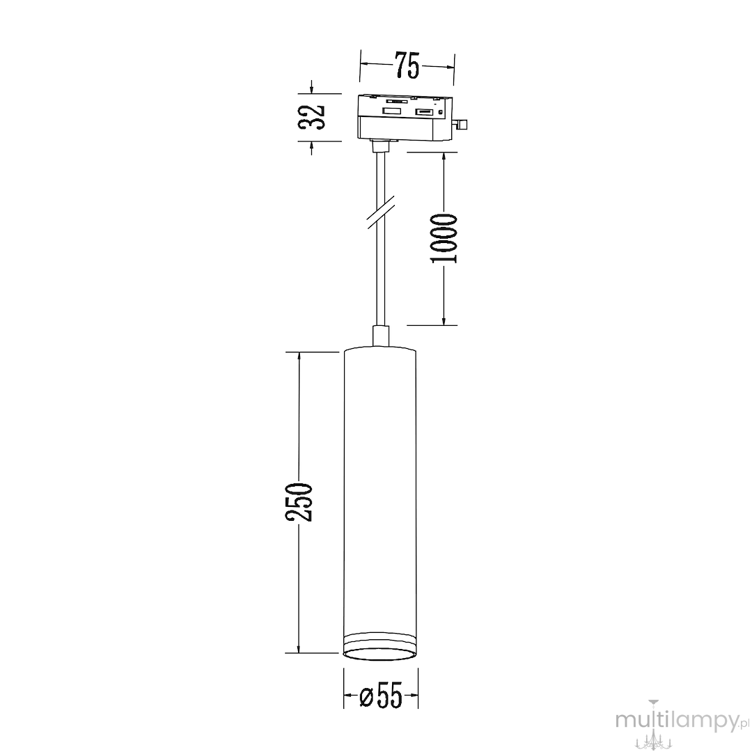 Lampa wisząca Track Pipe Ring 1xGU10 w kolorze białym. Cylindryczny kształt o średnicy 55 mm i wysokości 250 mm, zawieszona na cienkim przewodzie o długości 1000 mm, z mocowaniem do szyny. Prosta forma, idealna do nowoczesnych wnętrz.