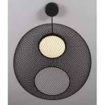 Lampa wisząca Rita 1xLED 24W w kolorze czarnym. Metalowa, okrągła konstrukcja z siateczkowym wzorem, z centralnie umieszczoną okrągłą żarówką LED. Montaż sufitowy, wisi pionowo w przestrzeni.