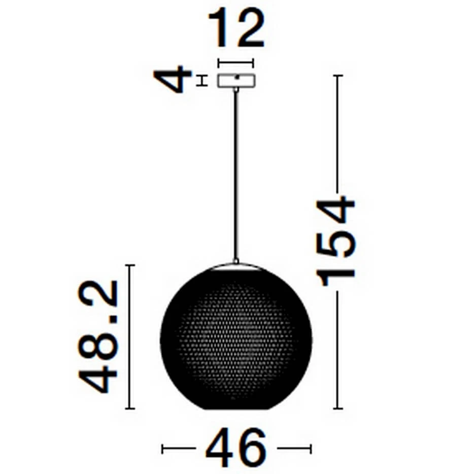 Czarna lampa wisząca Rita z jednym źródłem LED o mocy 24W. Okrągły klosz ma średnicę 46 cm i wysokość 48,2 cm. Zawieszona na długim przewodzie, który ma 154 cm długości, idealna do nowoczesnych wnętrz.