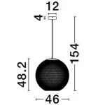 Czarna lampa wisząca Rita z jednym źródłem LED o mocy 24W. Okrągły klosz ma średnicę 46 cm i wysokość 48,2 cm. Zawieszona na długim przewodzie, który ma 154 cm długości, idealna do nowoczesnych wnętrz.