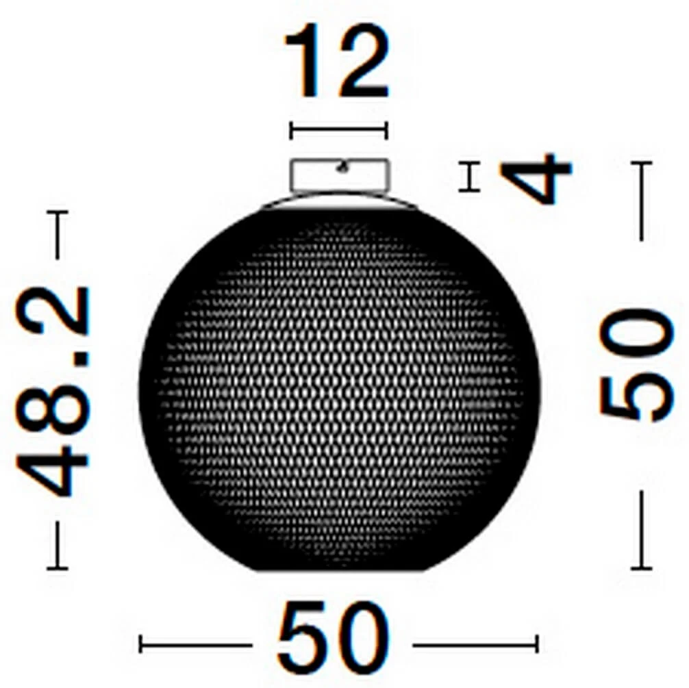 Lampa sufitowa Rita 1xLED 23W w kolorze czarnym, o okrągłym kształcie z siateczkową strukturą. Wymiary: średnica 50 cm, wysokość 48,2 cm. Zawieszenie na stropie, widok z góry. Idealna do nowoczesnych wnętrz.