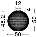 Lampa sufitowa Rita 1xLED 23W w kolorze czarnym, o okrągłym kształcie z siateczkową strukturą. Wymiary: średnica 50 cm, wysokość 48,2 cm. Zawieszenie na stropie, widok z góry. Idealna do nowoczesnych wnętrz.
