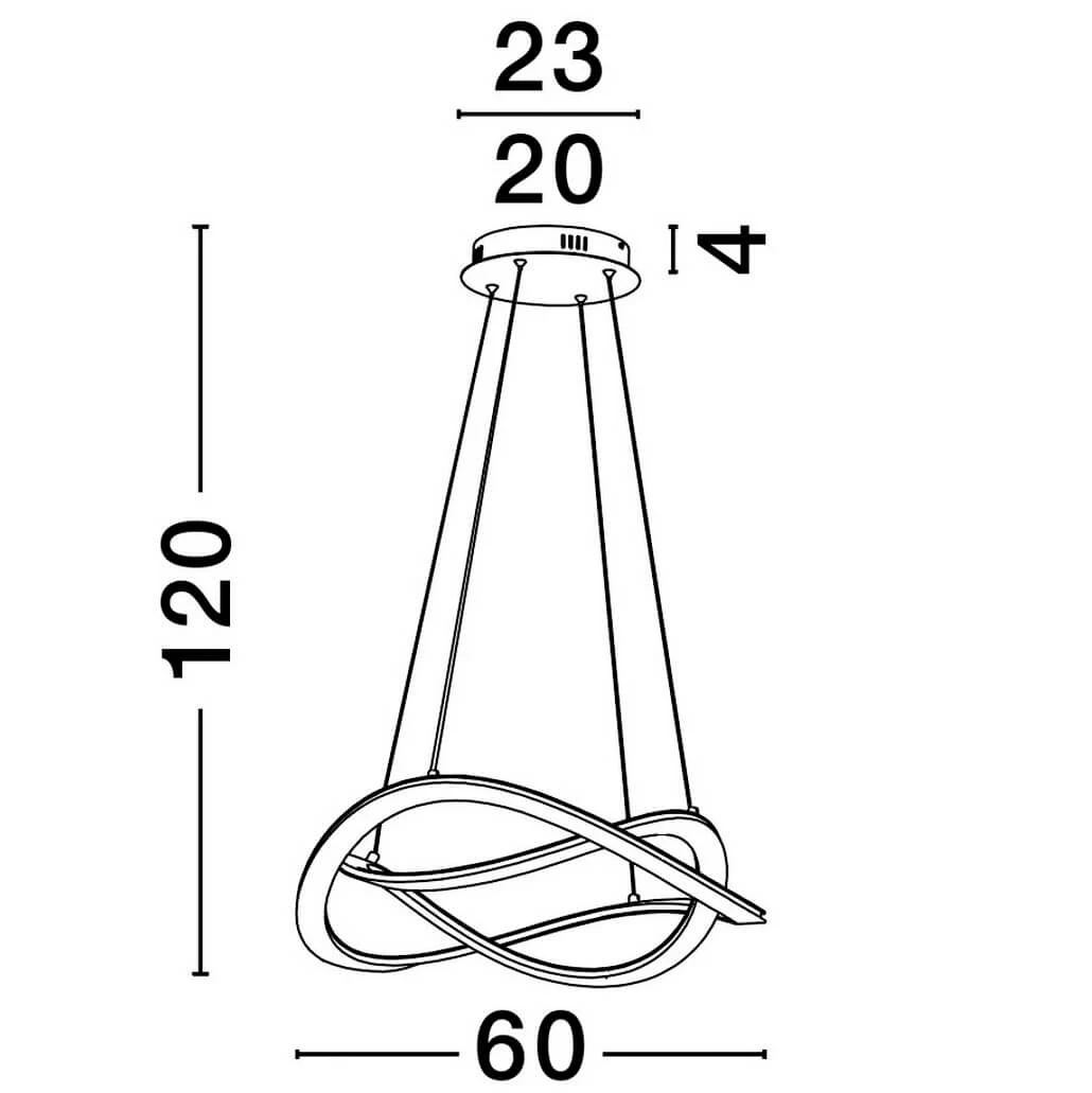 Lampa wisząca Jauja 2xLED 87W w kolorze czarnym, o nowoczesnym designie. Wymiary: wysokość 120 cm, szerokość 60 cm, głębokość 20 cm. Posiada dwa źródła światła LED, zawieszenie na dwóch linkach, tworząca dynamiczny kształt.