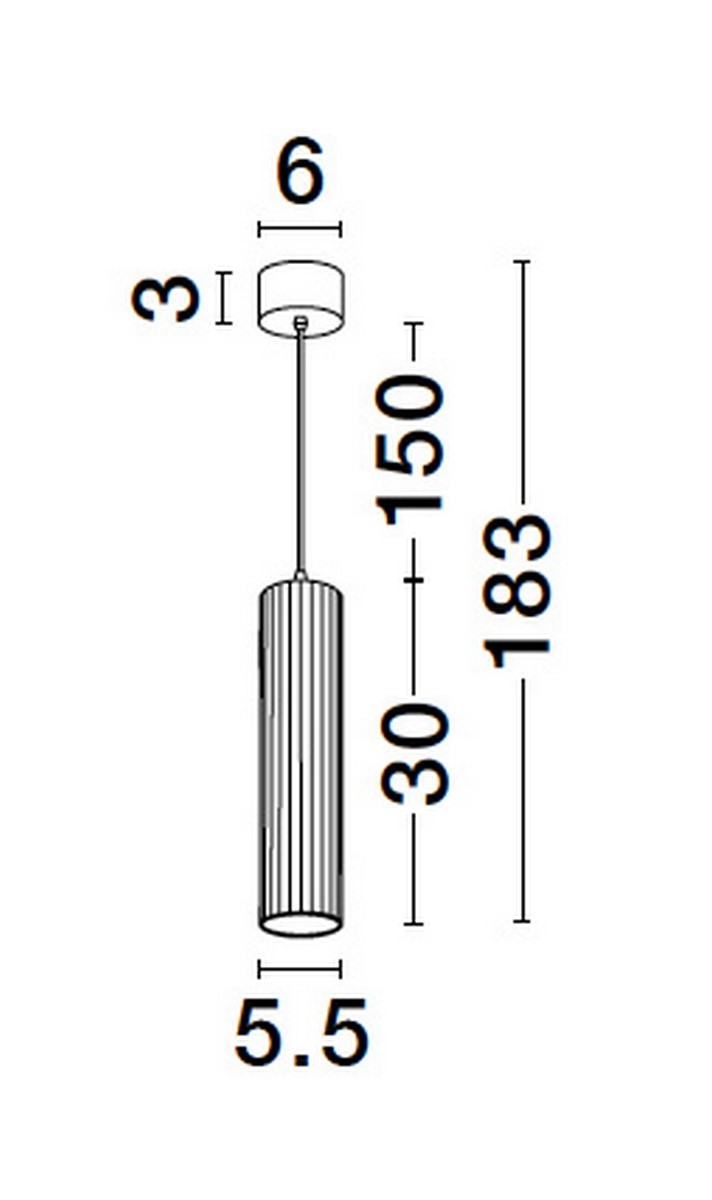 Lampa wisząca Nazca 1xGU10 w kolorze białym, o cylindrycznym kształcie z poziomymi żłobieniami. Wymiary: wysokość 183 mm, średnica 30 mm. Zawieszenie na cienkim kablu, montaż sufitowy. Idealna do nowoczesnych wnętrz.