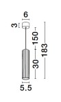 Lampa wisząca Nazca 1xGU10 w kolorze białym, o cylindrycznym kształcie z poziomymi żłobieniami. Wymiary: wysokość 183 mm, średnica 30 mm. Zawieszenie na cienkim kablu, montaż sufitowy. Idealna do nowoczesnych wnętrz.