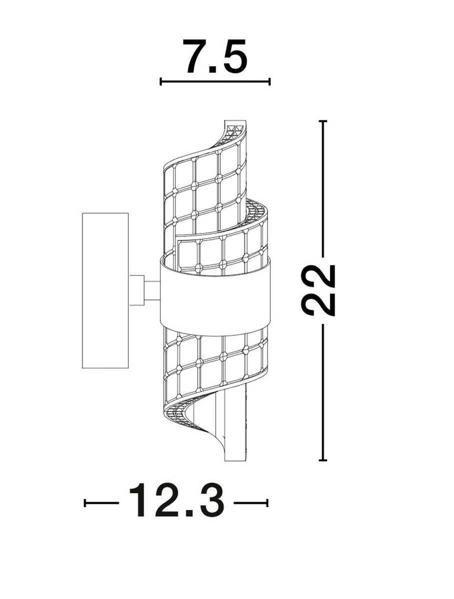 Kinkiet Paita 1xLED 9W w kolorze czarnym, o wymiarach 22 cm wysokości, 12,3 cm szerokości i 7,5 cm głębokości. Posiada spiralny, siatkowy wzór na obudowie, mocowany do ściany. Idealny do nowoczesnych wnętrz.