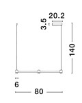 Lampa wisząca Pisco z trzema źródłami LED o mocy 21W, w kolorze czarnym. Wymiary: długość 80 cm, wysokość 140 cm. Prosty, nowoczesny design z prostokątnym stelażem i wiszącymi punktami świetlnymi. Idealna do nowoczesnych wnętrz.