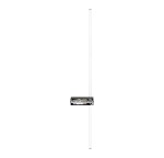 Kinkiet LED Lira 90 o mocy 12W, kolor czarny. Produkt ma prostokątną podstawę z widocznymi detalami elektrycznymi oraz dwie pionowe, białe rury LED. Ujęcie frontalne, kinkiet zamontowany na ścianie. Idealny do nowoczesnych wnętrz.