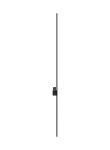 Kinkiet LED Lira 120 o mocy 18W w kolorze czarnym, wąski i minimalistyczny, zamontowany na ścianie. Wysoka, prosta konstrukcja z widocznym uchwytem montażowym. Oświetlenie o temperaturze barwowej 4000K, idealne do nowoczesnych wnętrz.
