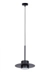 Lampa wisząca Charlie S 1xGX53 w kolorze czarnym, z metalowym kloszem o okrągłym kształcie i cienkim zawieszeniu. Ujęcie frontalne, z wyraźnie widocznym detalem klosza i mocowania.