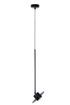 Lampa wisząca Charlie S w kolorze czarnym, z jedną oprawą na żarówkę GX53. Produkt zawieszony na cienkim, prostym przewodzie, z okrągłym, płaskim kloszem oraz minimalistycznym designem, idealny do nowoczesnych wnętrz.