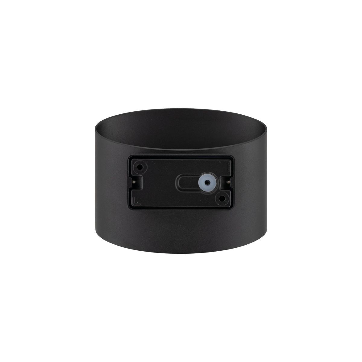 Kinkiet Verto 1xLED 22W IP54 w kolorze czarnym, okrągły kształt, z widocznym mocowaniem z tyłu. Ujęcie frontalne, produkt przeznaczony do montażu na ścianie, odporność na wilgoć.