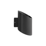 Kinkiet Verto 1xLED 22W IP54 w kolorze czarnym, o zaokrąglonym kształcie, montowany na ścianie. Widoczny detal montażowy z boku. Prosty, nowoczesny design, idealny do wnętrz oraz na zewnątrz.