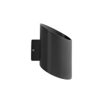 Kinkiet Verto 2xLED 10W IP54 w kolorze czarnym, o zaokrąglonym kształcie, montowany na ścianie. Widoczny detal montażowy z boku. Prosty, nowoczesny design, idealny do wnętrz oraz na zewnątrz.