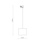 Lampa wisząca Tracer D30 w kolorze brązowym, przeznaczona do szyny, z oprawą na jedną żarówkę E27. Posiada kwadratowy klosz o wymiarach 300 mm, zawieszona na przewodzie o długości 1650 mm, ukazana w widoku frontalnym.