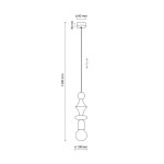 Beżowa lampa wisząca Tower z oprawą na żarówkę E27. Posiada smukły kabel o wysokości 1500 mm oraz dekoracyjne elementy w kształcie kuli i diamentu. Średnica klosza wynosi 100 mm, a średnica mocowania 80 mm. Idealna do nowoczesnych wnętrz.