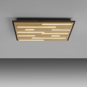 Q-akustik lampa sufitowa z pilotem LED 27W CCT czarna-drewno 6423-79