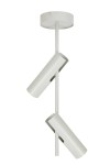 Lampa wisząca Leda z dwoma punktami świetlnymi GU10 w kolorze szarym beżowym. Ułożona w pionie, z cylindrycznymi kloszami, montowana do sufitu. Prosty design, idealna do nowoczesnych wnętrz.