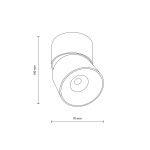 Lampa sufitowa Spark w kolorze białym, z jednostką LED 10W. Okrągła głowica o średnicy 70 mm, wysokość 100 mm. Prosta konstrukcja z możliwością regulacji kąta świecenia, przeznaczona do montażu sufitowego.