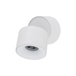 Lampa sufitowa Spark w kolorze białym, z pojedynczym punktem świetlnym LED o mocy 10W. Okrągła głowica lampy z metalowym wnętrzem, montowana na ścianie lub suficie, w układzie lekko nachylonym. Prosty, nowoczesny design.