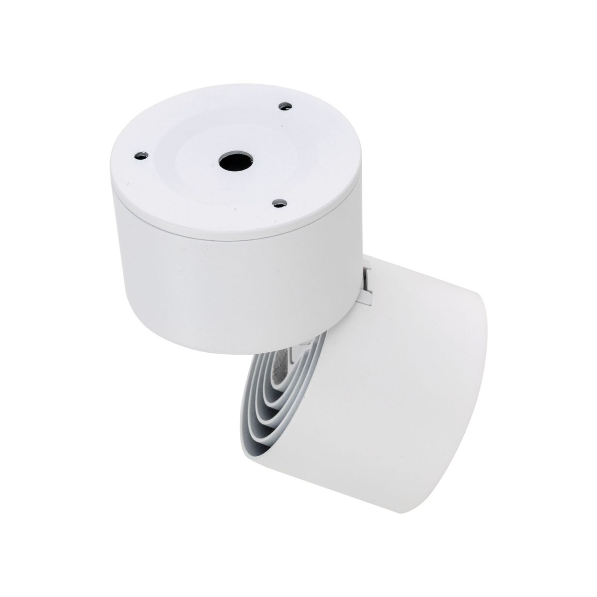 Lampa sufitowa Spark w kolorze białym, z jednym źródłem światła LED 10W, o regulowanej pozycji. Posiada okrągłą podstawę i może być zamontowana na suficie, idealna do oświetlenia wnętrz.