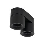 Lampa sufitowa Spark z podwójnym źródłem światła LED 20W CCT w kolorze czarnym. Owalny kształt z matowym wykończeniem, zamontowana na suficie. Widoczne dwa źródła światła z siatką wentylacyjną.