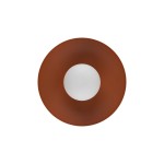 Kinkiet Slate 1xG9 w ceglastym kolorze, okrągły, z matowym wykończeniem. Posiada centralny, jasny element w formie białego koła, umieszczony na ciemniejszym tle. Ujęcie z góry, pokazujące kształt i kolor lampy.