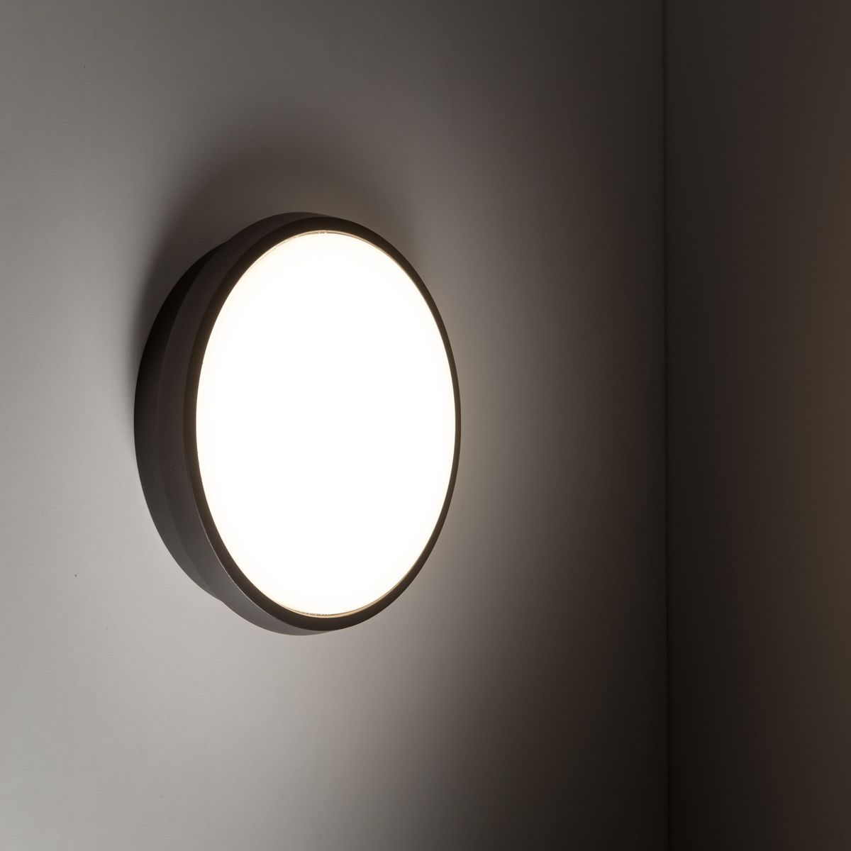 Kinkiet Sferis 1xLED 18W w kolorze czarnym, o okrągłym kształcie, zamontowany na ścianie. Źródło światła jest wbudowane, emituje jasne, białe światło. Wykończenie matowe, z prostym designem, idealne do wnętrz i przestrzeni zewnętrznych.