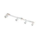 Lampa sufitowa podtynkowa Nex w kolorze białym z czterema oprawami na żarówki GU10. Ułożona poziomo, z widocznymi detalami montażowymi. Prosty, minimalistyczny design, idealna do nowoczesnych wnętrz.