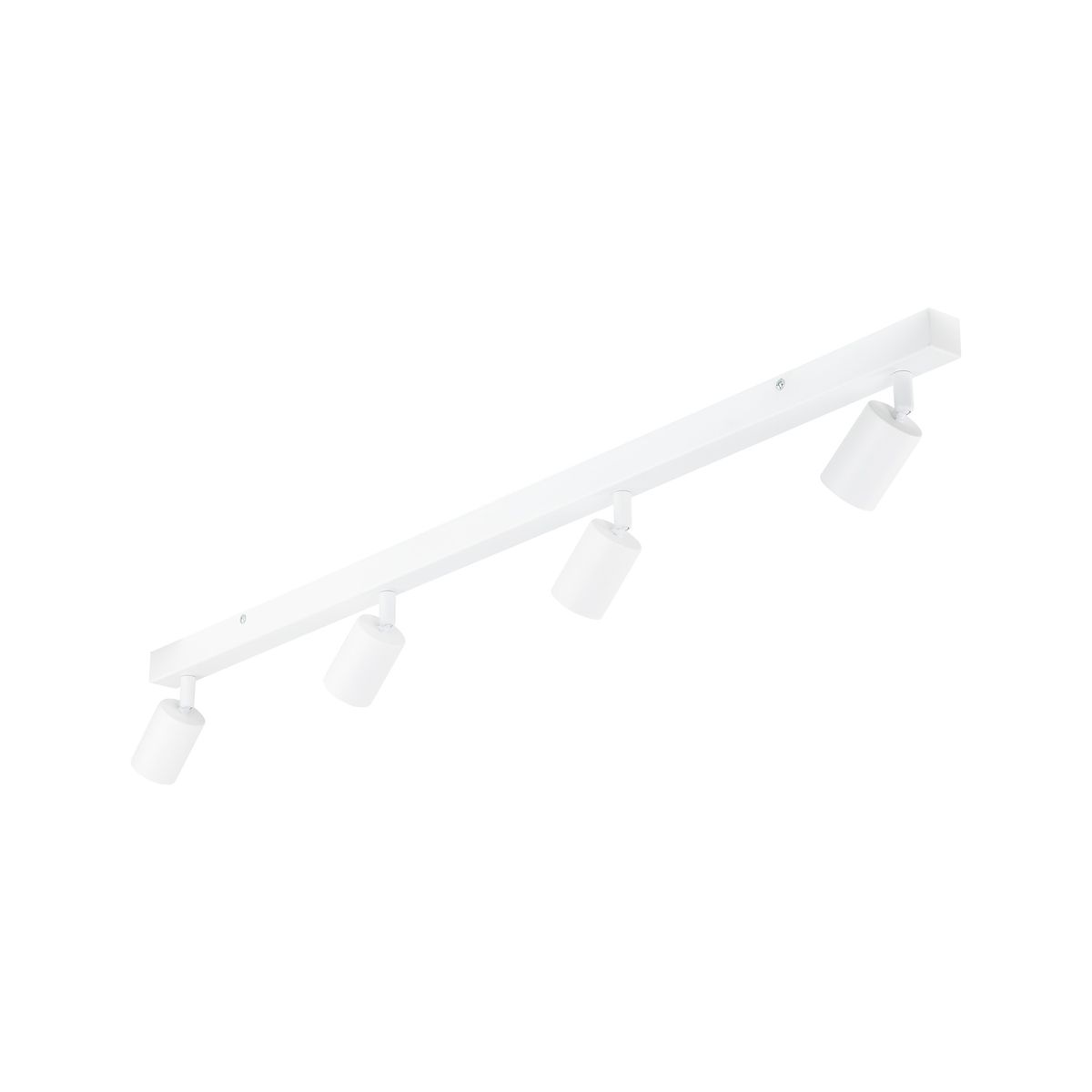 Lampa sufitowa Nex w kolorze białym z czterema reflektorami typu GU10. Produkt zamocowany na prostokątnej podstawie, z widocznymi ruchomymi oprawami. Kąt ujęcia od góry, na jednolitym tle.