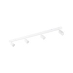 Lampa sufitowa Nex w kolorze białym z czterema spotami na żarówki GU10. Ułożona poziomo, z okrągłymi głowicami, które można regulować w różnych kierunkach. Prosta, minimalistyczna konstrukcja, idealna do nowoczesnych wnętrz.