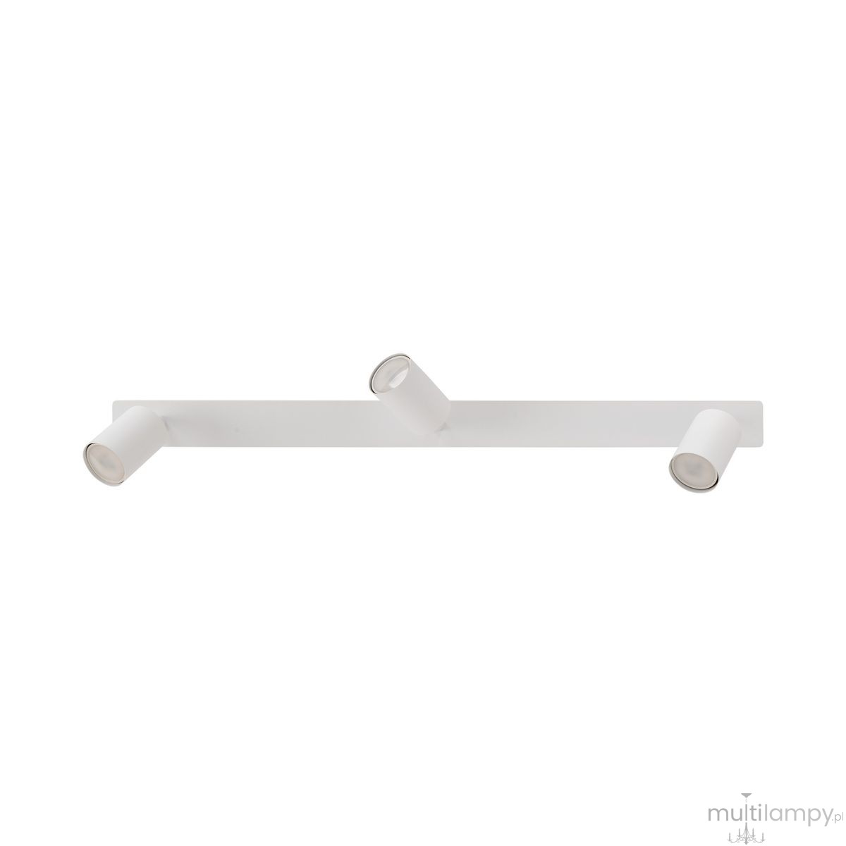 Lampa sufitowa podtynkowa Nex w kolorze białym, z trzema oprawami na żarówki GU10. Ułożona poziomo, z regulowanymi reflektorami, zamontowana na prostokątnej podstawie. Idealna do nowoczesnych wnętrz.