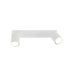Lampa sufitowa podtynkowa Nex 2xGU10 w kolorze białym. Prosty, minimalistyczny design z dwoma cylindrycznymi oprawami oświetleniowymi, zamontowanymi na płaskiej, prostokątnej podstawie. Produkt widoczny na jasnym tle.