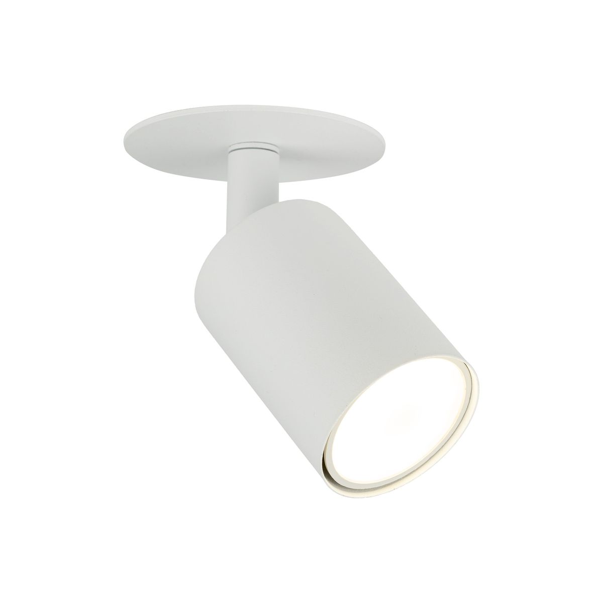 Lampa sufitowa podtynkowa Nex w kolorze białym, z pojedynczym gniazdem GU10. Posiada cylindryczny kształt, zamontowana na okrągłej podstawie, skierowana w dół. Gładka matowa powierzchnia. Idealna do oświetlenia wnętrz.