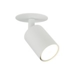Lampa sufitowa podtynkowa Nex w kolorze białym, z pojedynczym gniazdem GU10. Posiada cylindryczny kształt, zamontowana na okrągłej podstawie, skierowana w dół. Gładka matowa powierzchnia. Idealna do oświetlenia wnętrz.