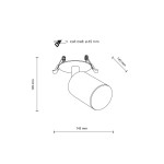 Lampa sufitowa podtynkowa Nex w kolorze czarnym z oprawą na jedną żarówkę GU10. Okrągła, minimalistyczna konstrukcja z wymiarami 145 mm x 145 mm oraz średnicą otworu 65 mm. Uchwyt montażowy z widocznymi klipsami.