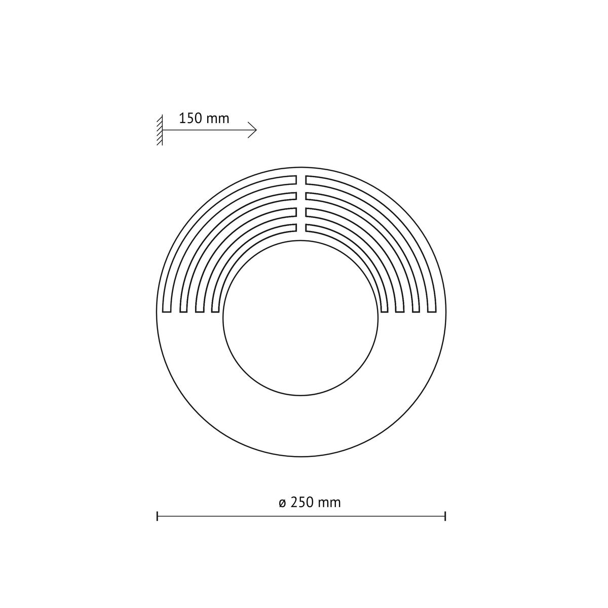 Kinkiet Lunar Wood D25 w kształcie okręgu o średnicy 250 mm, wykonany z drewna. Posiada centralne miejsce na żarówkę G9 oraz dekoracyjne, poziome szczeliny. Wysokość 150 mm, minimalistyczny design, idealny do nowoczesnych wnętrz.