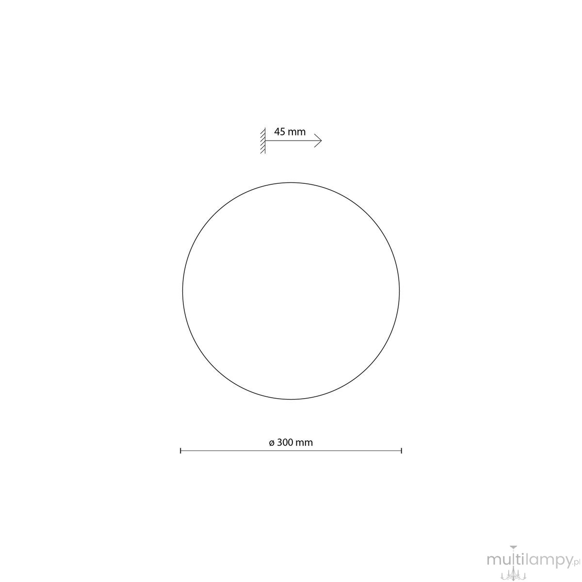 Kinkiet Luna 3xG9 Sabia 10624 o okrągłym kształcie, średnica 300 mm, grubość 45 mm. Prosty design, idealny do nowoczesnych wnętrz. Produkt montowany na ścianie, bez widocznych dekoracji.