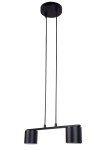Czarna lampa wisząca Mila z dwoma oprawami na żarówki GX53. Produkt zawieszony na dwóch cienkich kablach, z prostą, poziomą ramą. Klasyczny design, idealny do nowoczesnych wnętrz.