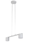 Lampa wisząca Mila 2xGX53 w kolorze szarym beżowym z dwiema cylindrycznymi oprawami. Ujęcie z przodu, zawieszona na dwóch cienkich przewodach, z okrągłym mocowaniem sufitowym. Prosta, minimalistyczna konstrukcja, idealna do nowoczesnych wnętrz.