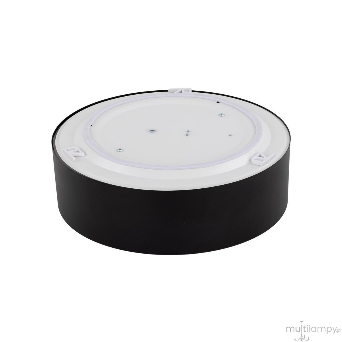 Plafon Livo M w kolorze czarnym, o prostokątnym kształcie, z miejscem na trzy żarówki E27. Produkt o klasie ochrony IP54, stojący na białym tle, z wyraźnymi detalami montażowymi i gładką, matową powierzchnią.
