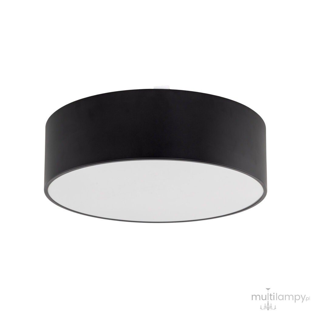 Plafon Livo M w kolorze czarnym z metalowym wykończeniem, okrągły, przeznaczony do montażu na suficie, z miejscem na trzy żarówki E27, klasa ochrony IP54, idealny do wnętrz o wysokiej wilgotności.