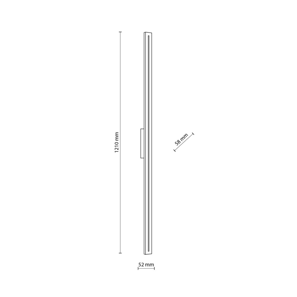 Kinkiet Linea M w kolorze szarym, wymiarach 1210 mm wysokości, 52 mm szerokości i 58 mm głębokości. Posiada 1xLED 30W, klasyfikacja IP65, przeznaczony do użytku na zewnątrz, o minimalistycznym designie.