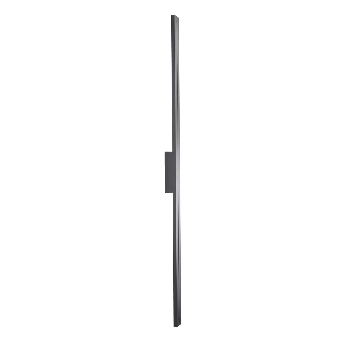 Kinkiet Linea M 1xLED 30W w kolorze szarym, o prostokątnym, smukłym kształcie. Widok z boku, zamontowany na ścianie. Wysoka klasa szczelności IP65, idealny do zastosowania na zewnątrz lub w wilgotnych pomieszczeniach.