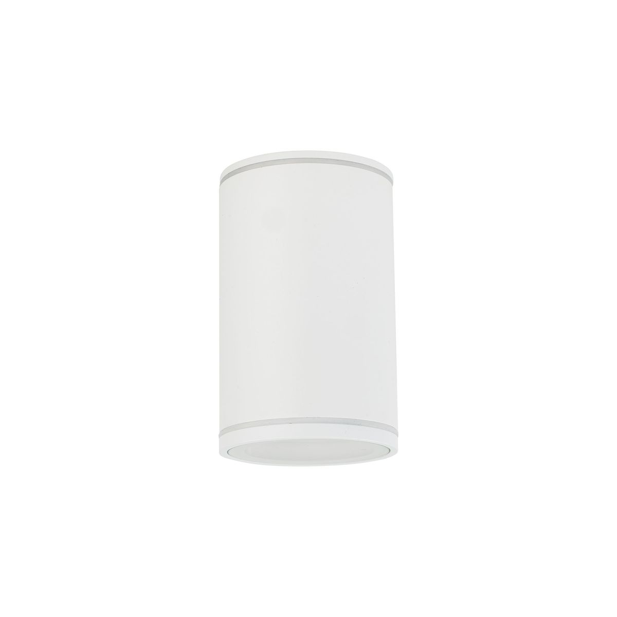 Lampa sufitowa Flare w kolorze białym, cylindryczna, z jedną oprawą GU10. Przeznaczony do montażu sufitowego, klasyfikowany jako IP44, co zapewnia odporność na wilgoć.