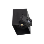 Kinkiet elewacyjny Cube w kolorze czarnym, wykonany z materiałów odpornych na warunki atmosferyczne. Zawiera dwie diody LED o mocy 10W, montowany w pozycji wiszącej. Kształt prostokątny z lekko zaokrąglonymi krawędziami, z miejscem na źródło światła.
