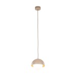 Lampa wisząca Bono D17 w kolorze beżowym z półkuli z matowego szkła i metalowym wykończeniem. Zawieszona na długim kablu, prezentuje minimalistyczny design. Idealna do nowoczesnych wnętrz.
